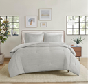 Apollo 3 Piece Striped Seersucker King Comforter Set Grey