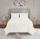 Veronica 3 Piece Tufted Cotton Chenille Floral Queen Comforter Set Off-White