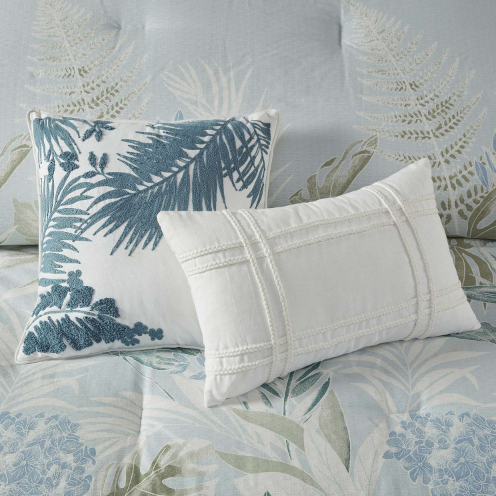 Kiawah Island 6 Piece Oversized Cotton Queen Comforter Set with Throw Pillow