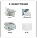 Kiawah Island 6 Piece Oversized Cotton Queen Comforter Set with Throw Pillow