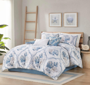 Pismo Beach 6 Piece Oversized Cotton Queen Comforter Set with Throw Pillows