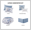Pismo Beach 6 Piece Oversized Cotton Queen Comforter Set with Throw Pillows