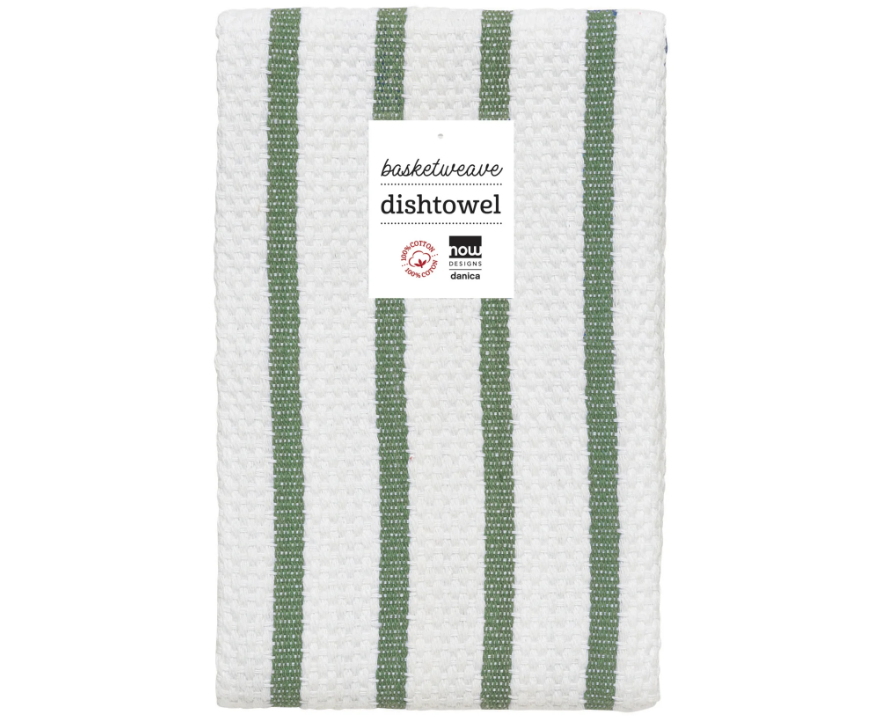 Basketweave Dishtowel Elm Green