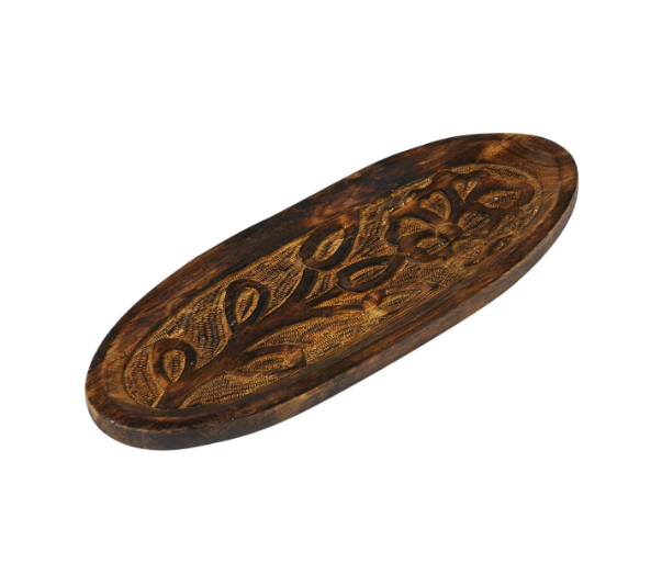 Carved Mango Wood Tray 12in