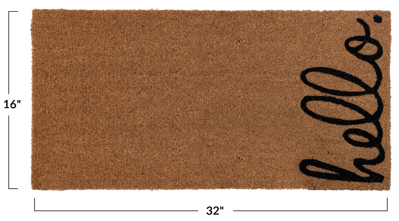 Hello Coir Doormat 32x16in