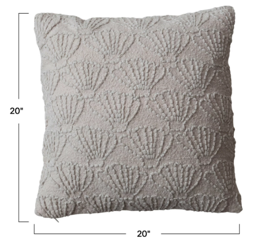 Linen Pillow with Seashell Pattern 20in