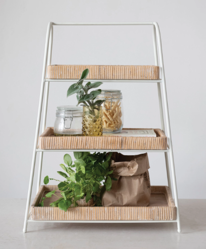 Metal and Wood 3-Tier Tray 26in