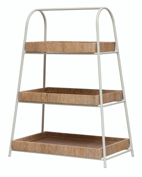 Metal and Wood 3-Tier Tray 26in