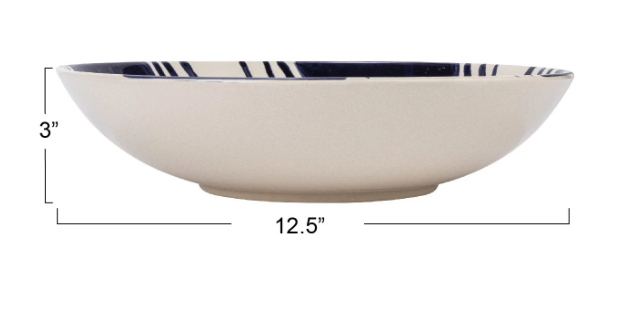 Topanga Hand-Painted Blue Serving Bowl 12.5in