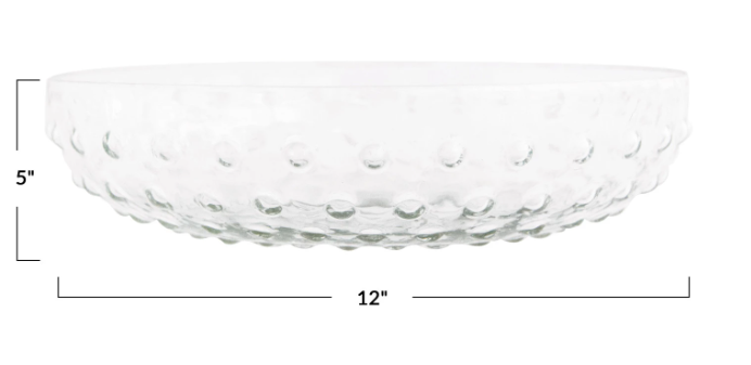 Glass Hobnail Serving Bowl 12in