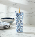 Lenox Blue Bay Ikat Print Insulated Tumbler 