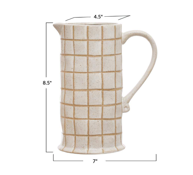 Checkered Stoneware Pitcher 8.25in