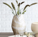 Distressed Stoneware Vase Cream 12in