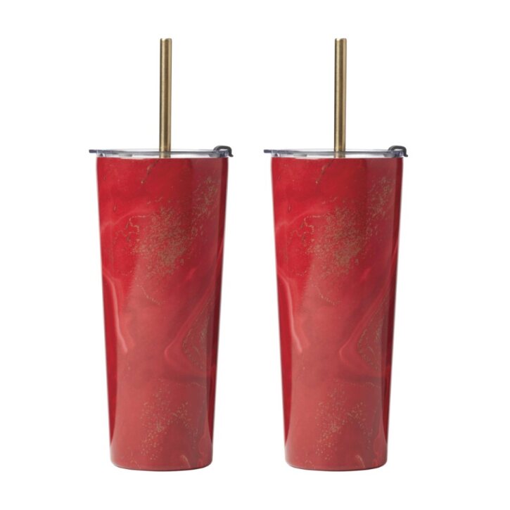 Geo Straw Tumbler 24oz Red