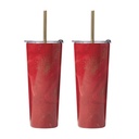 Geo Straw Tumbler 24oz Red