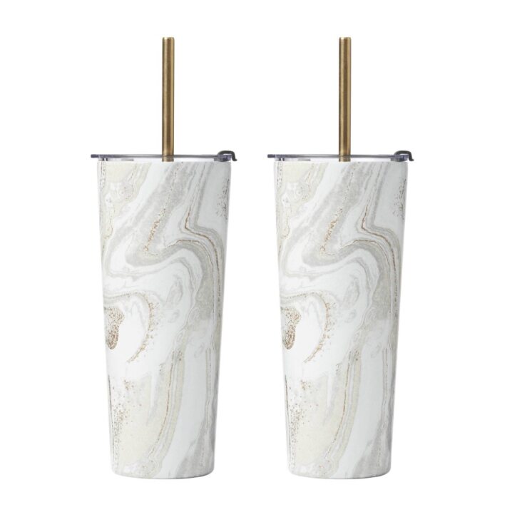 Geo Straw Tumbler 24oz White