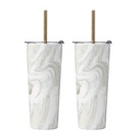 Geo Straw Tumbler 24oz White