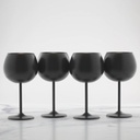 Metal Balloon Wine Glass 12oz Black Set of 4