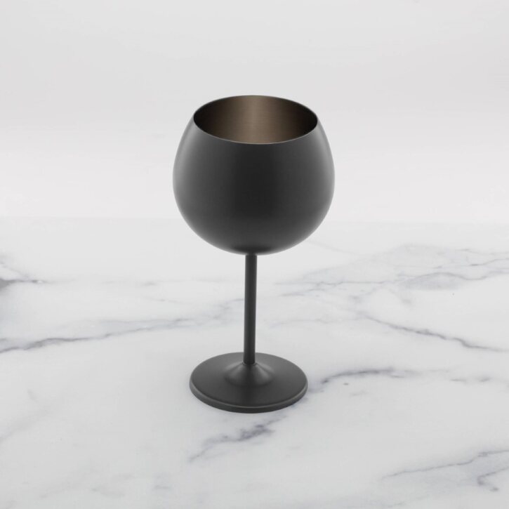 Metal Balloon Wine Glass 12oz Black Set of 4