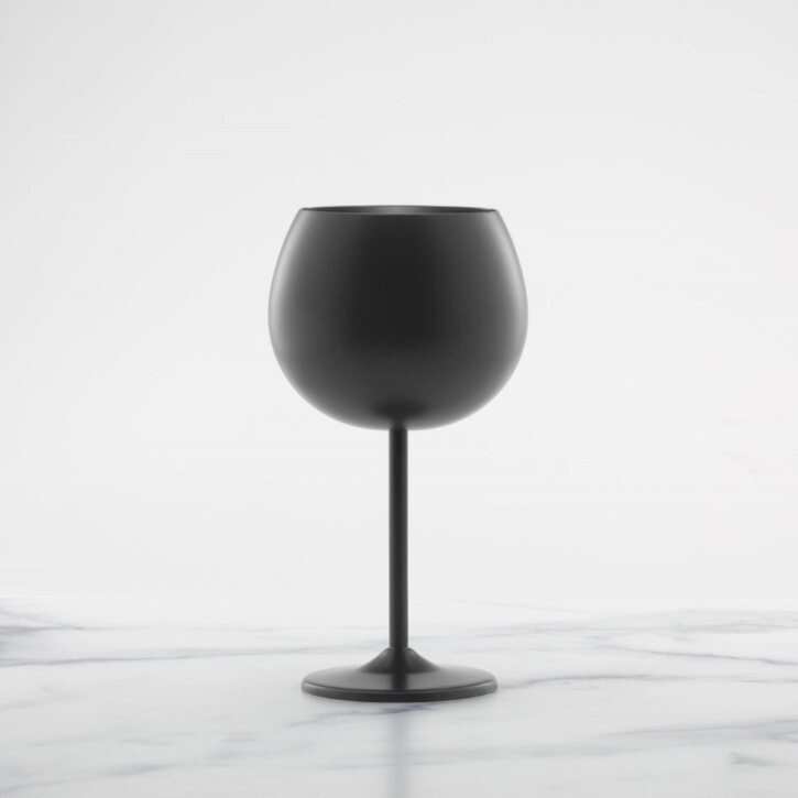 Metal Balloon Wine Glass 12oz Black Set of 4