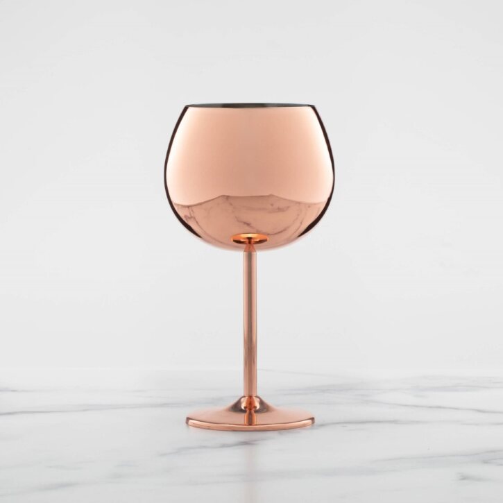 Metal Balloon Wine Glass 12oz Copper Set of 4