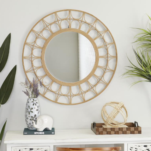Bamboo Wall Mirror 35in