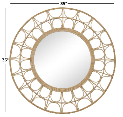 Bamboo Wall Mirror 35in