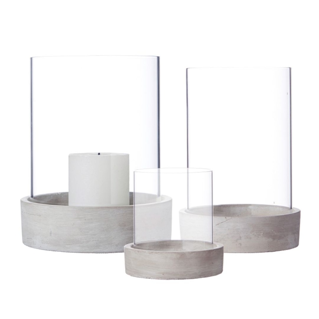Glass Hurricane on Concrete Base Large