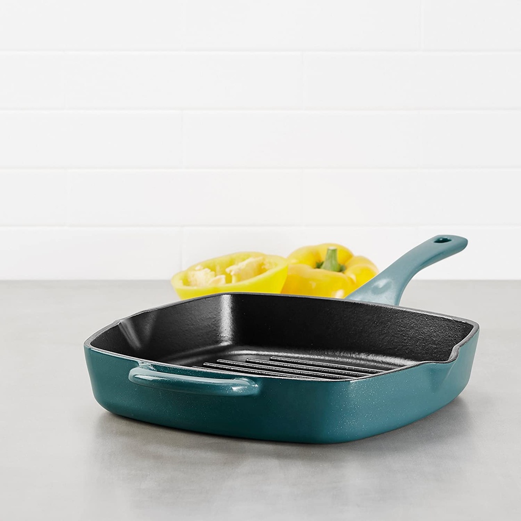 Ayesha Cast Iron Square Grill Pan Blue