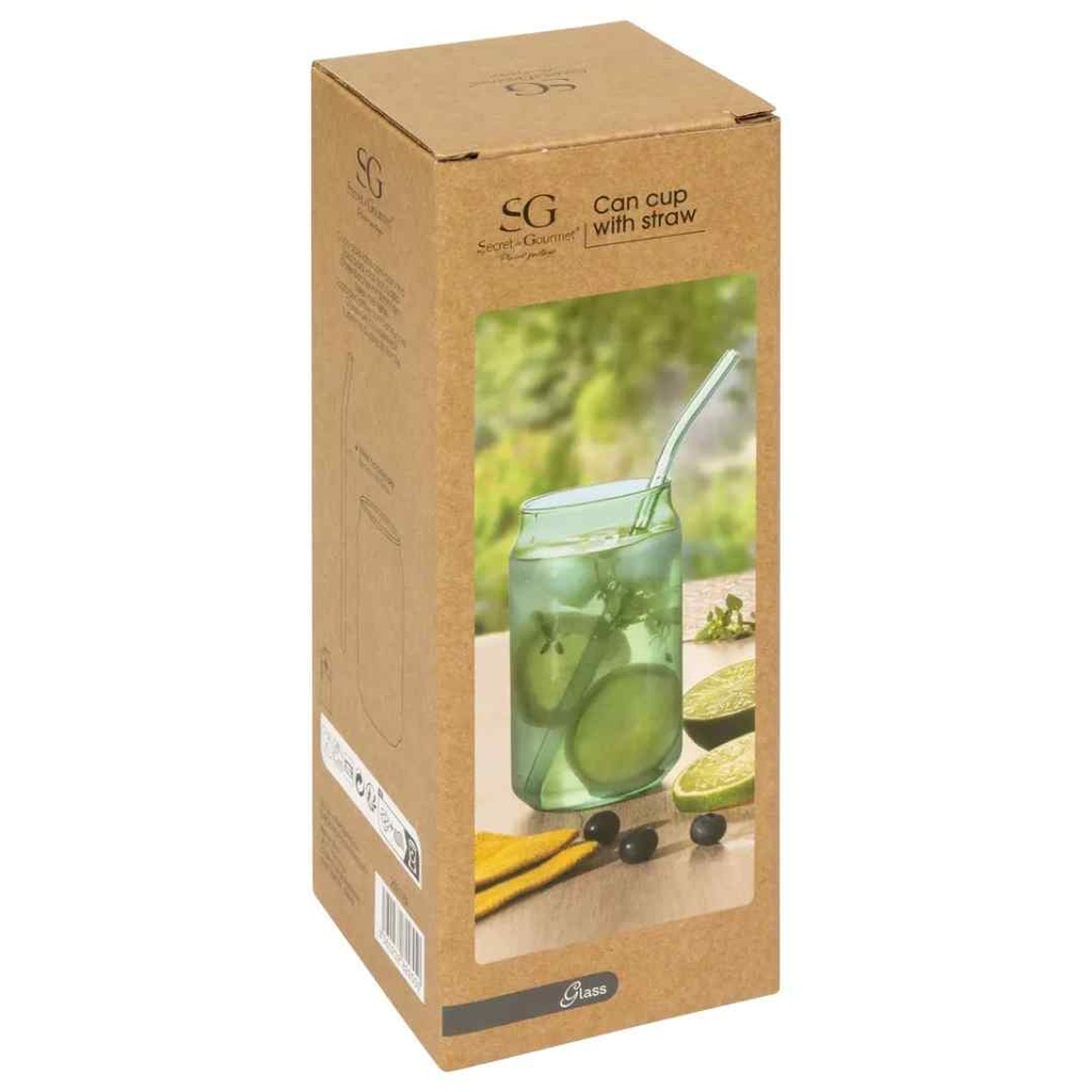 Can Glass With Straw Blue