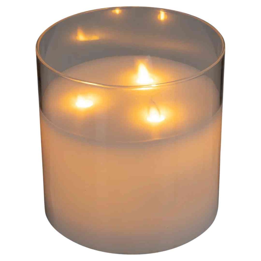 Led Glass Candle 6in