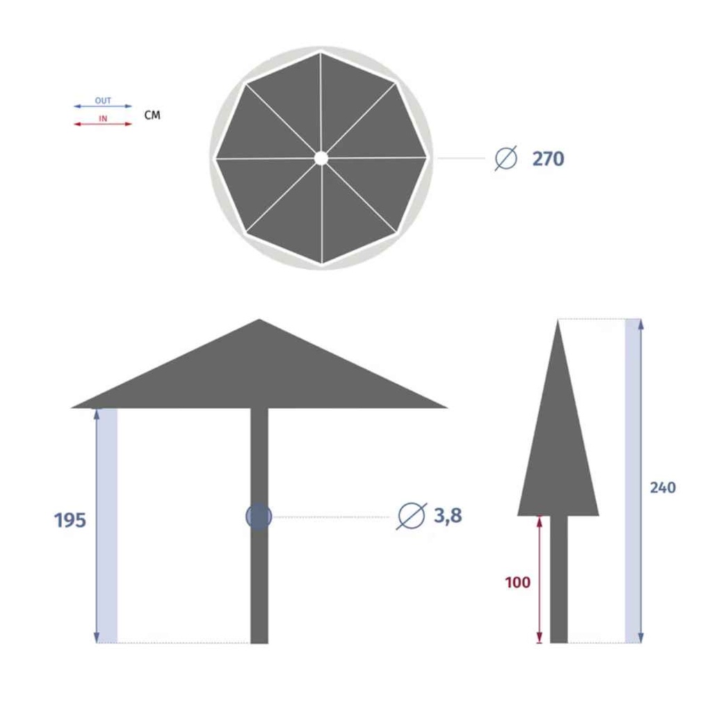 Sisko Grey Outdoor Umbrella with Base