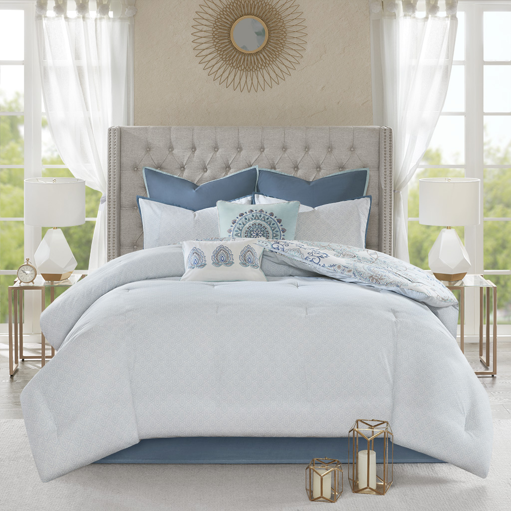Isla Queen Comforter Set Blue