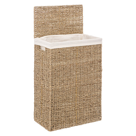 Seagrass Laundry Basket with White Fabric Interior 40L