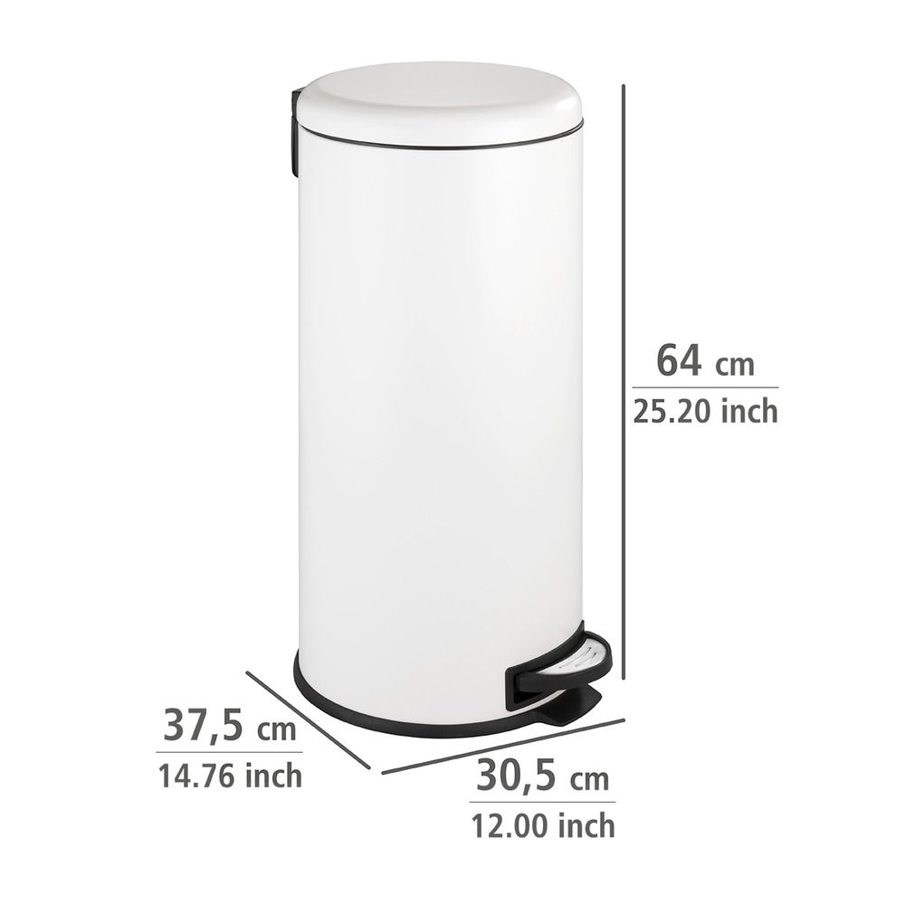 Leman Easy-Close Pedal Bin White 30L