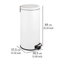 Leman Easy-Close Pedal Bin White 30L