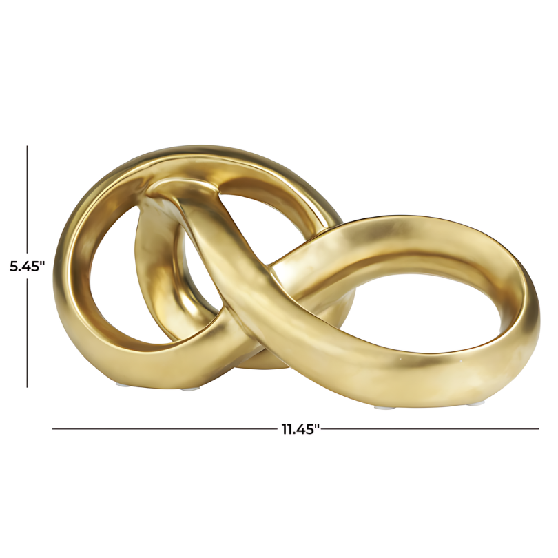 Abstract Infinity Loop Sculpture Gold 11in