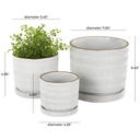 Ceramic Dot & Line Planter White 4in