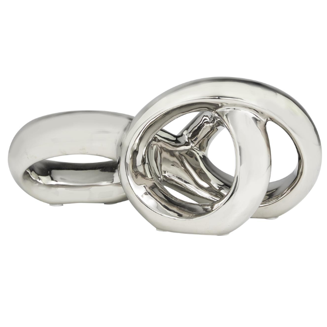 Abstract Infinity Loop Sculpture Silver 11in