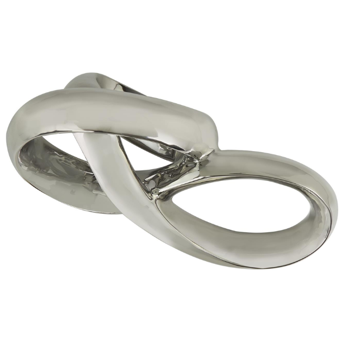 Abstract Infinity Loop Sculpture Silver 11in