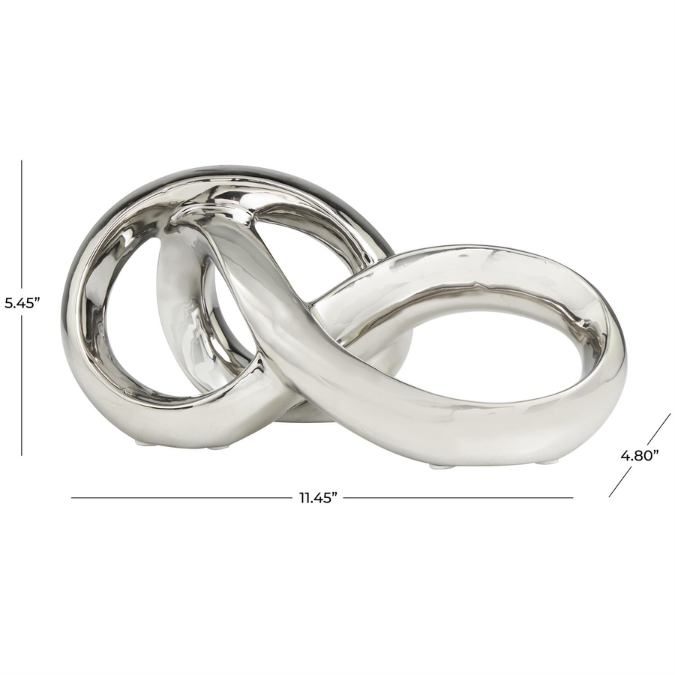 Abstract Infinity Loop Sculpture Silver 11in
