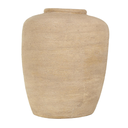 Beige Ceramic Wide Textured Vase 16in