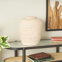 Beige Ceramic Wide Textured Vase 16in