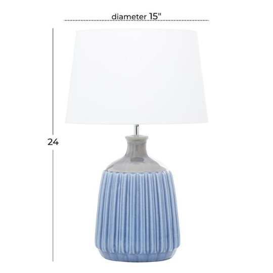 Blue Ceramic Table Lamp 24in