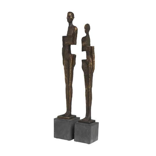 Bronze People Sculpture Set 21in