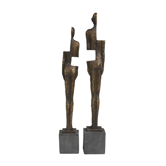 Bronze People Sculpture Set 21in