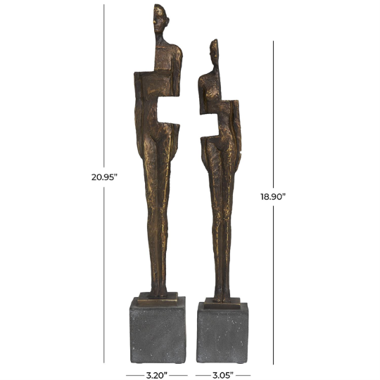 Bronze People Sculpture Set 21in