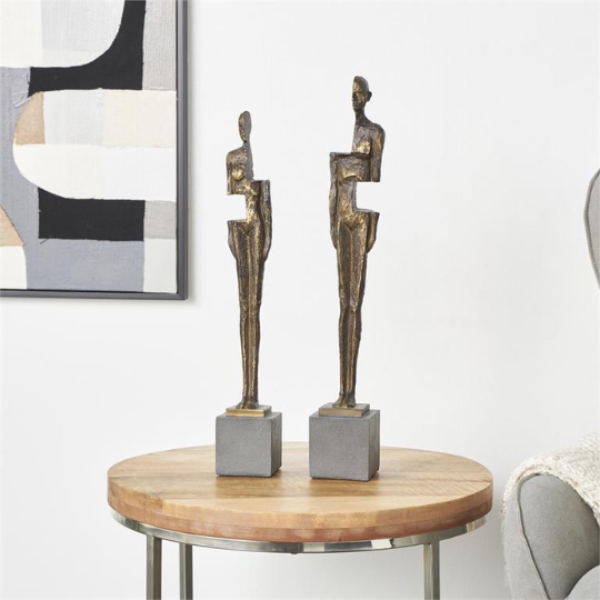 Bronze People Sculpture Set 21in