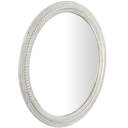 Carved Wood Wall Mirror With Whitewashed Beaded Frame 36in