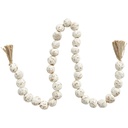 Ceramic Large Distressed Beaded Garland White 62in